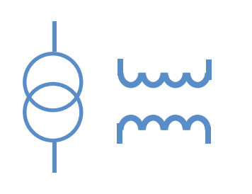 Symbol elektryczny transformator dwuuzwojeniowy